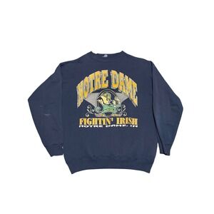 Vintage Savvy Notre Dame Fighting Irish Sweatshirt XL Navy Blue 90s USA Made